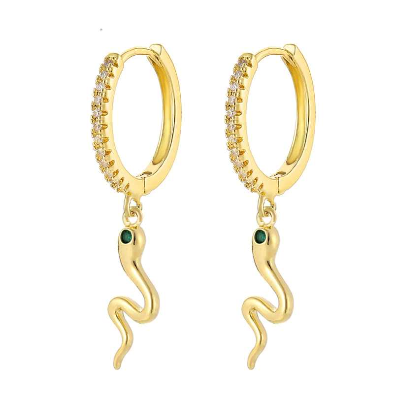 Victoria's Vogue Fashion Cubic Zircon Exquisite Snake Shape Hoop Earrings Gold And Silver Color Dangle Earrings For Women Kpop Jewelry 2020
