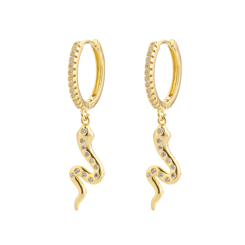 Victoria's Vogue Fashion Cubic Zircon Exquisite Snake Shape Hoop Earrings Gold And Silver Color Dangle Earrings For Women Kpop Jewelry 2020
