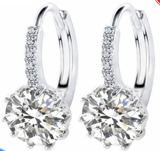 Victoria's Vogue Fashion Round 2.0ct Lab Diamond Zircon Drop Earrings For Women Wholesale Jewelry 925 Silver Earrings