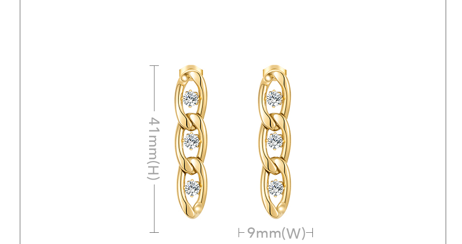 Victoria's Vogue Zircons Chain Drop Earrings For Women Gold Color Royal Earings Stainless Steel Fashion Jewelry Party Pendientes