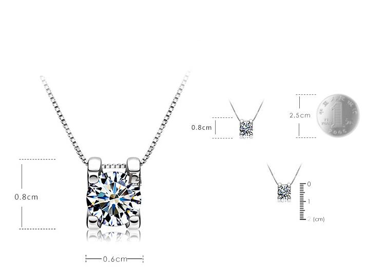 Victoria's Vogue 925 Sterling Silver Jewelry Not Allergic Fashion Simple Zircon Upscale Perspective Square Clavicle Chain Pendant Necklaces