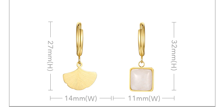 Victoria's Vogue Ginkgo Leaf Matching Turquoise Earrings For Women Drop Earring Stainless Steel Gold Color Fashion Jewelry Aretes