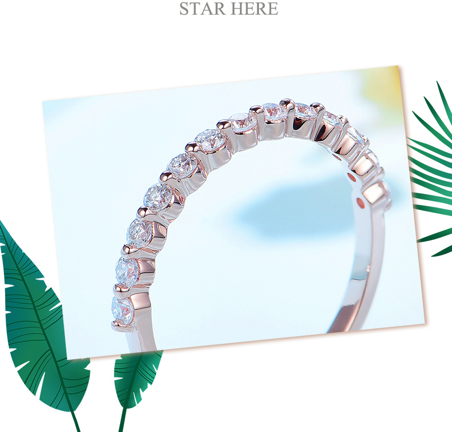 Victoria's Vogue 14K 10K Rose Gold Bubble Ring for Women Moissanite Solitaire Ring Matching Half Eternity Wedding Band Engagement