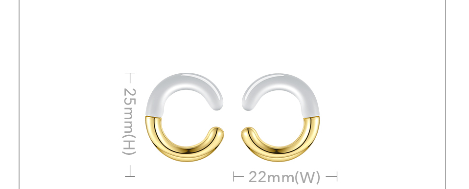 Victoria's Vogue C Shape Glass Ear Cuff Earrings For Women Gold Color Minimalist Non-Piercing Earings Fashion Jewelry Kolczyki