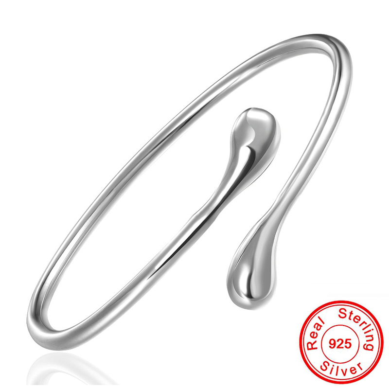 Victoria's Vogue Hot Sale 925 Fashion Jewelry Silver Teardrop/Waterdrop/Raindrop Bangle Jewelry Women Cuff Bracelet for Wedding Party