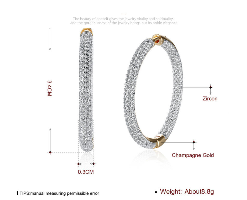 Victoria's Vogue 925 Sterling Silver Big Circle Hoop 18K Gold AAA Zircon Earrings For Women Gift Fashion Charm Party Wedding Jewelry