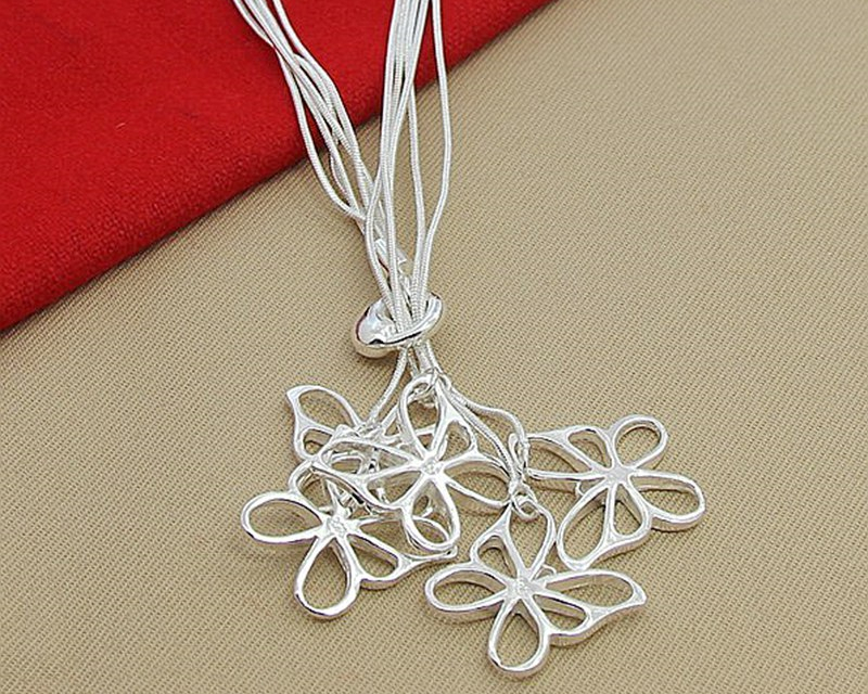 Victoria's Vogue 925 Sterling Silver Five Butterfly Snake Chain Necklace For Women Wedding Engagement Fashion Jewelry