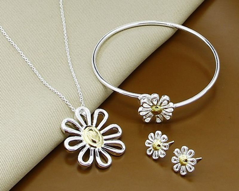 Victoria's Vogue 925 Sterling Silver Engagement Rings for Women New Fashion France Gold Plated Irregular Geometric Party Jewelry Gifts 925 Sterling Silver Gold Flower Necklace Bangle Earring Set For W