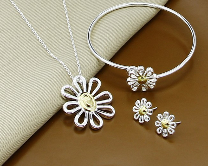 Victoria's Vogue 925 Sterling Silver Engagement Rings for Women New Fashion France Gold Plated Irregular Geometric Party Jewelry Gifts 925 Sterling Silver Gold Flower Necklace Bangle Earring Set For W