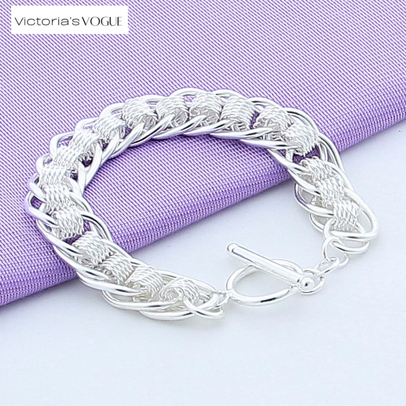Victoria's Vogue 925 Sterling Silver Love Heart Letter Bracelet Female Sweet Retro Minimalist Wave Trend Fashion Handmade Jewelry Gift 925 Sterling Silver Multi-Turn Multi-Ring Bracelet For Women Fash