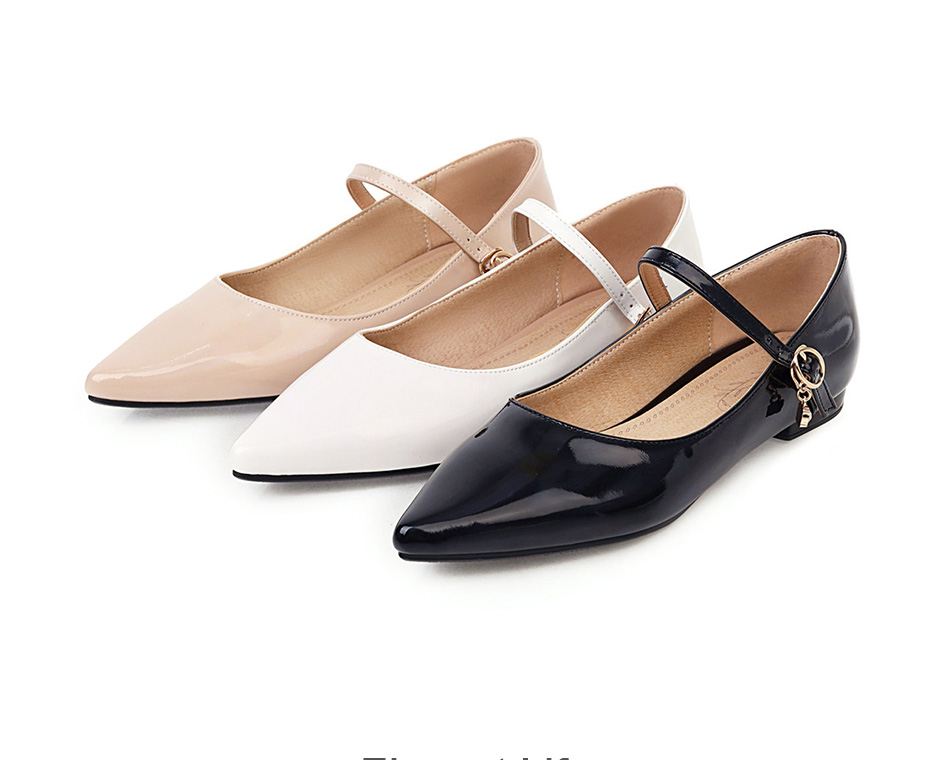 Victoria's Vogue Patent Leather Pointed Toe Flats Women Mary Jane Fashion Crystal Ladies Office Shoes Flat Heel Comfortable Plus Size 46
