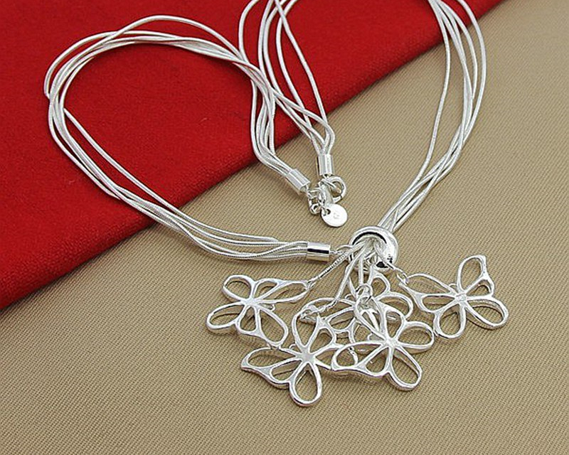 Victoria's Vogue 925 Sterling Silver Five Butterfly Snake Chain Necklace For Women Wedding Engagement Fashion Jewelry