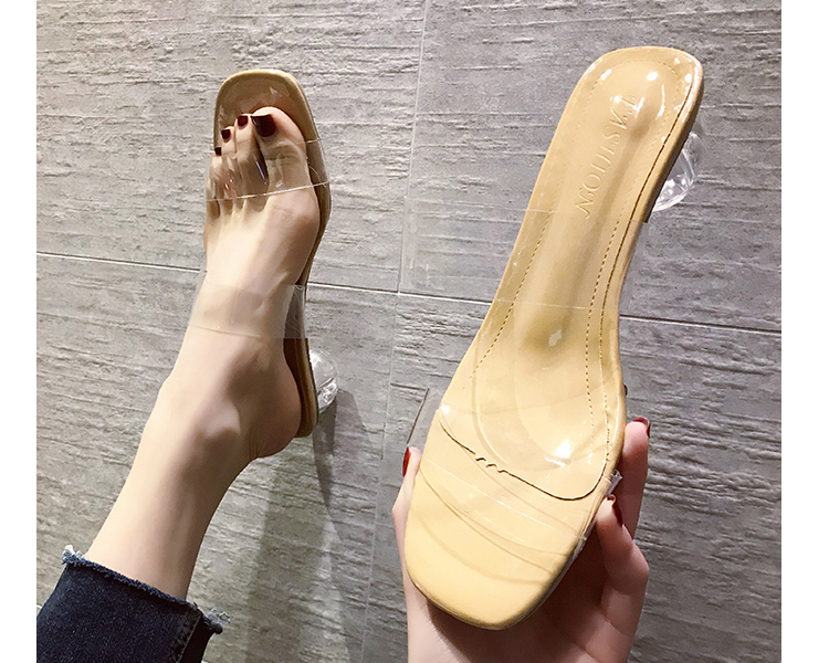 Victoria's Vogue Transparent High Heels Women Square Toe Sandals Summer Shoes Woman Clear High Pumps Wedding Jelly Buty Damskie Heels Slippers