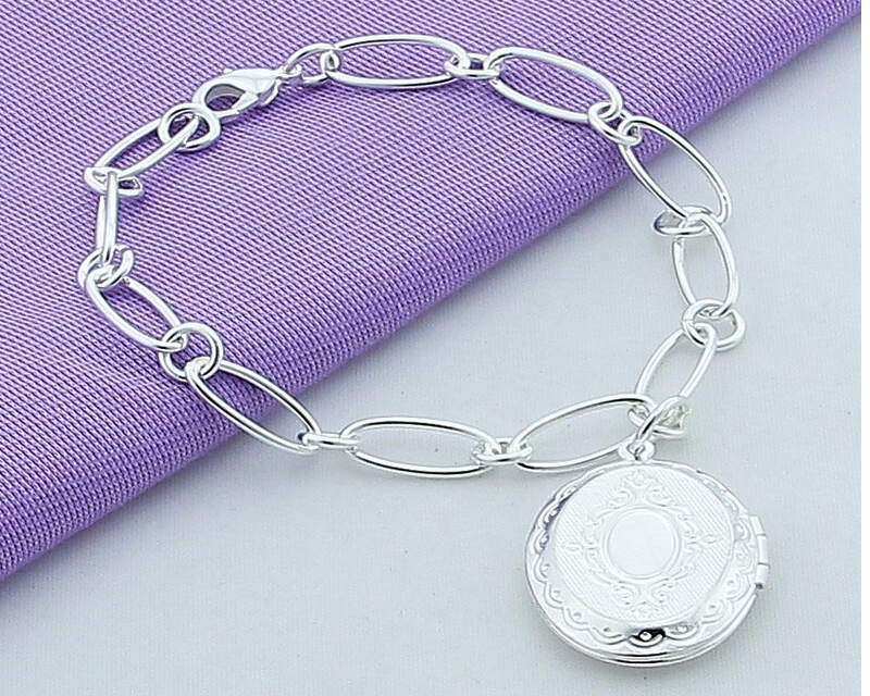 Victoria's Vogue 925 Sterling Silver Oval Photo Frame Bracelet For Woman Charm Wedding Engagement Party Fashion Jewelry