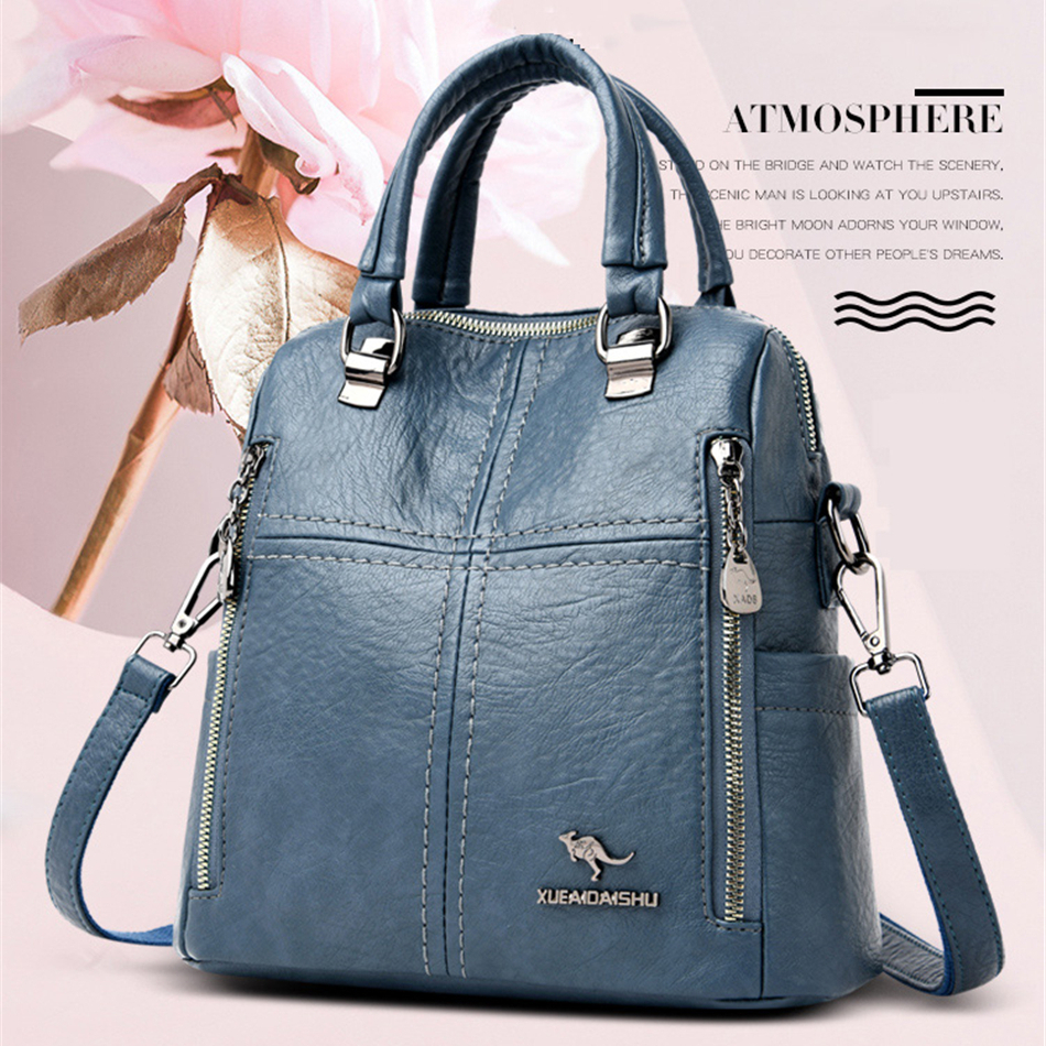 Victoria's Vogue 2021 New High Quality Leather Backpack Women Shoulder Bags Multifunction Travel Backpack School Bags for Girls Bagpack mochila