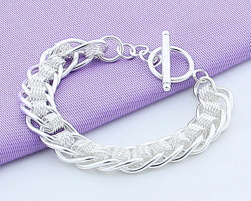 Victoria's Vogue 925 Sterling Silver Love Heart Letter Bracelet Female Sweet Retro Minimalist Wave Trend Fashion Handmade Jewelry Gift 925 Sterling Silver Multi-Turn Multi-Ring Bracelet For Women Fash