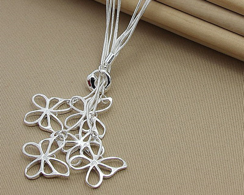 Victoria's Vogue 925 Sterling Silver Five Butterfly Snake Chain Necklace For Women Wedding Engagement Fashion Jewelry