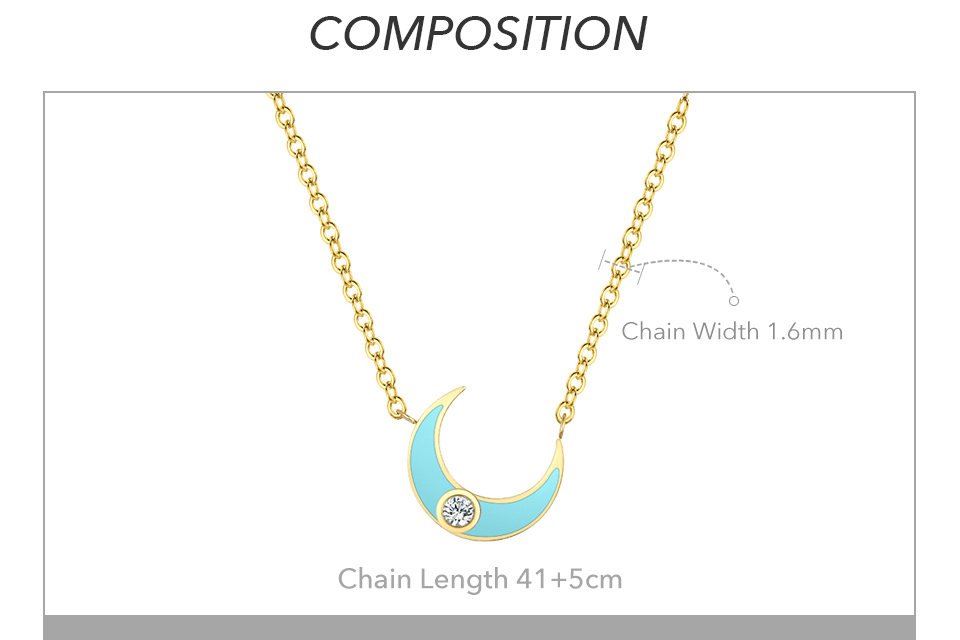 Victoria's Vogue Blue Moon Necklace For Women Stainless Steel Fashion Jewelry Gold Color Fine Pendant Necklace 2021 Beach Collier