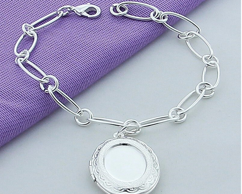 Victoria's Vogue 925 Sterling Silver Oval Photo Frame Bracelet For Woman Charm Wedding Engagement Party Fashion Jewelry