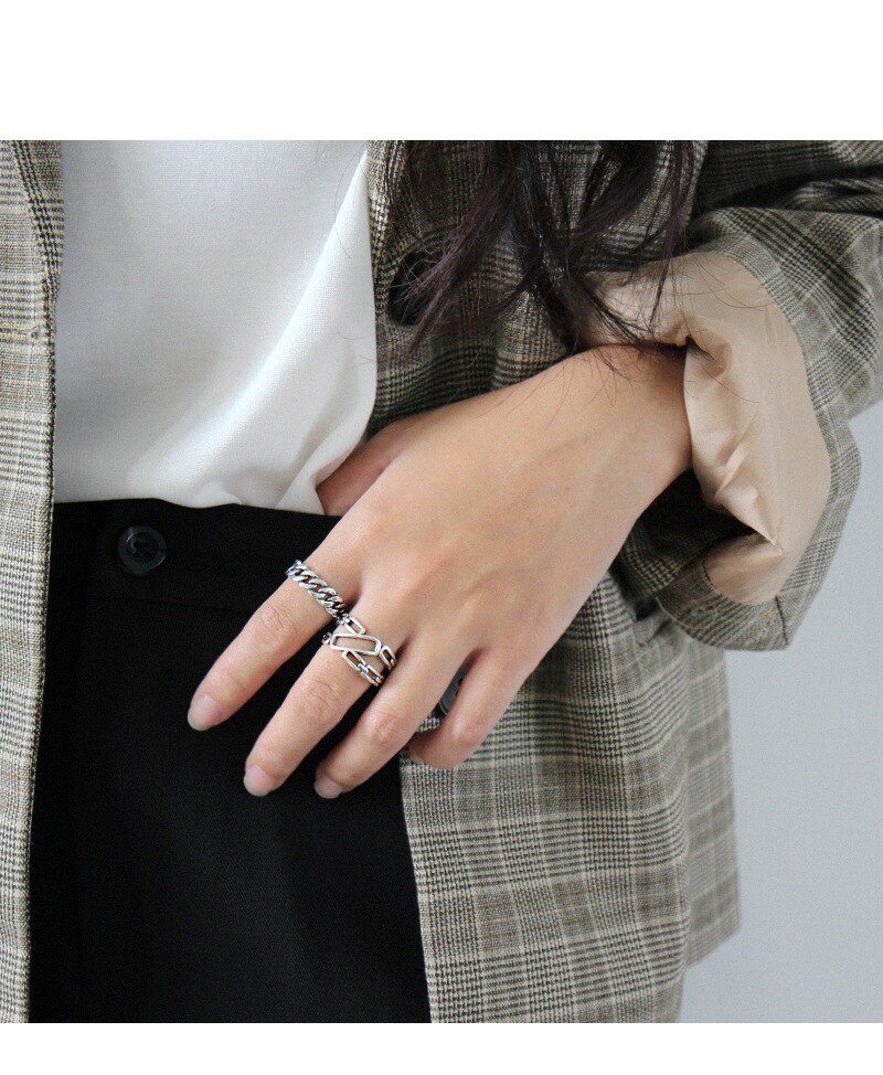 Victoria's Vogue New Personality Wide-faced Chain 925 Sterling Silver Jewelry Irregular Exquisite Geometric Hollow Opening Rings Victoria's Vogue New Personality Wide-faced Chain 925 Sterling Silver Jewelry Irregular Exquisite Geometric Hollow Opening Rings