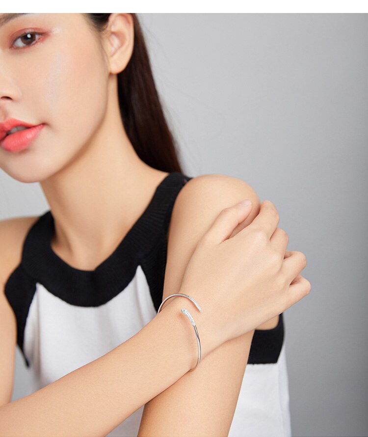 Victoria's Vogue Silver Snake Opening Bracelet 925 Sterling Silver Spirit Snake Bangle Bracelet Gift for Women Engagement Jewelry