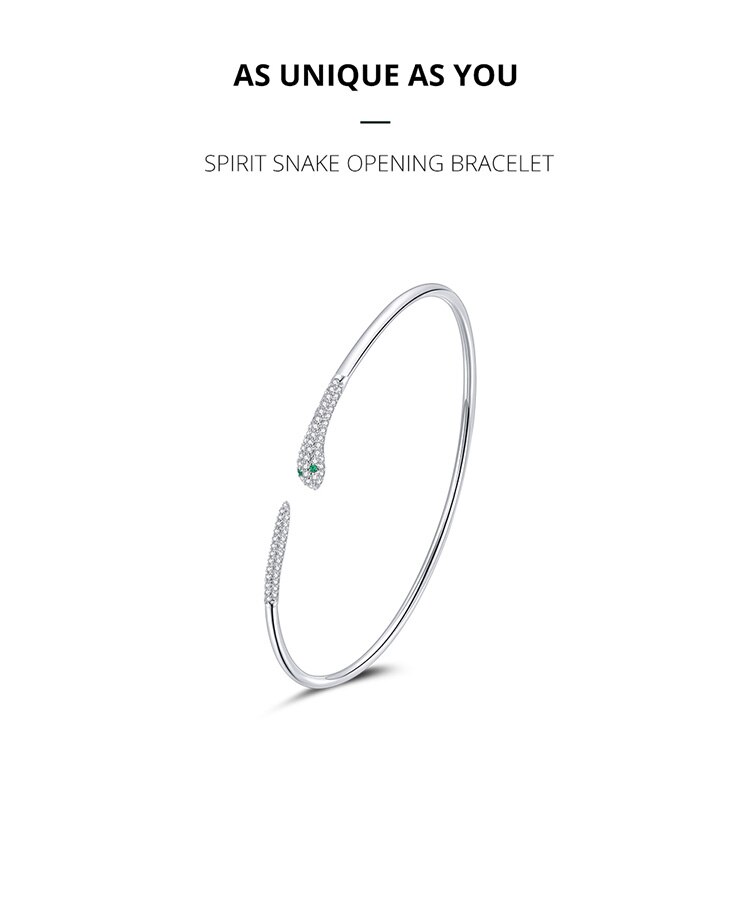 Victoria's Vogue Silver Snake Opening Bracelet 925 Sterling Silver Spirit Snake Bangle Bracelet Gift for Women Engagement Jewelry