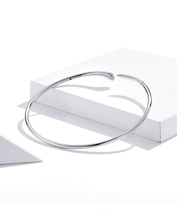 Victoria's Vogue Silver Snake Opening Bracelet 925 Sterling Silver Spirit Snake Bangle Bracelet Gift for Women Engagement Jewelry