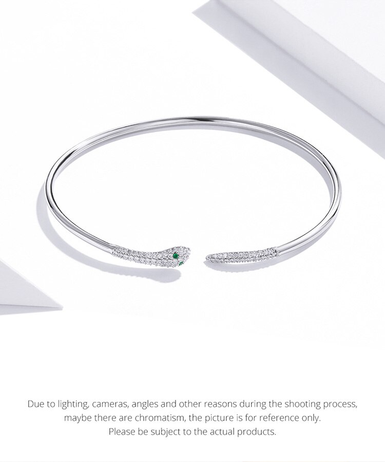 Victoria's Vogue Silver Snake Opening Bracelet 925 Sterling Silver Spirit Snake Bangle Bracelet Gift for Women Engagement Jewelry