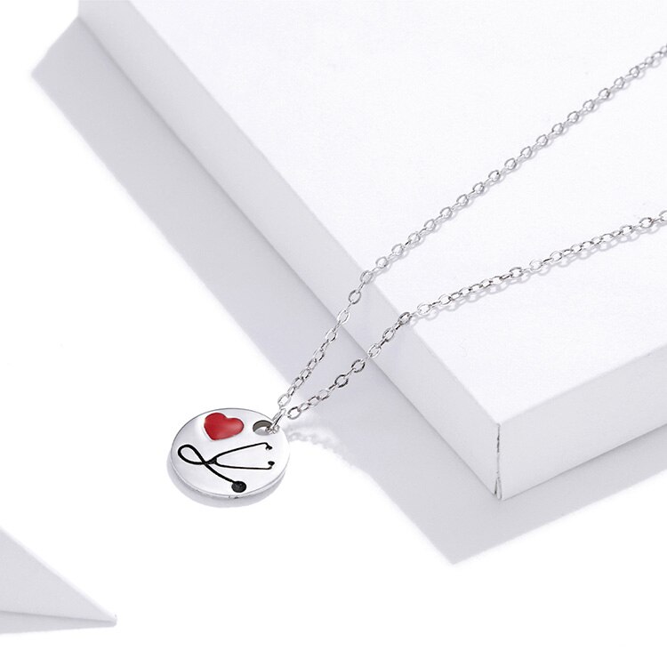 Victoria's Vogue 925 Sterling Silver Pendant Necklace Doctor Stethoscope for Heart Coin Necklaces Health Professional Gift Jewelry SCN426 Victoria's Vogue 925 Sterling Silver Pendant Necklace Doctor Stethoscope for Heart Coin Necklaces Health Professional Gift Jewelry SCN426