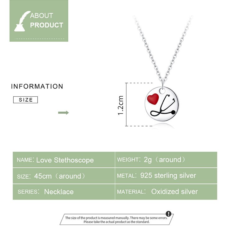 Victoria's Vogue 925 Sterling Silver Pendant Necklace Doctor Stethoscope for Heart Coin Necklaces Health Professional Gift Jewelry SCN426 Victoria's Vogue 925 Sterling Silver Pendant Necklace Doctor Stethoscope for Heart Coin Necklaces Health Professional Gift Jewelry SCN426