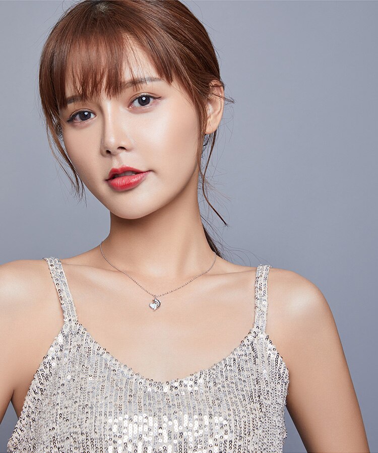 Victoria's Vogue 925 Sterling Silver Dolphin with Heart Plated platinum CZ Pendant Necklace for Women Family Gifts Fine Jewelry SCN412 Victoria's Vogue 925 Sterling Silver Dolphin with Heart Plated platinum CZ Pendant Necklace for Women Family Gifts Fine Jewelry SCN412