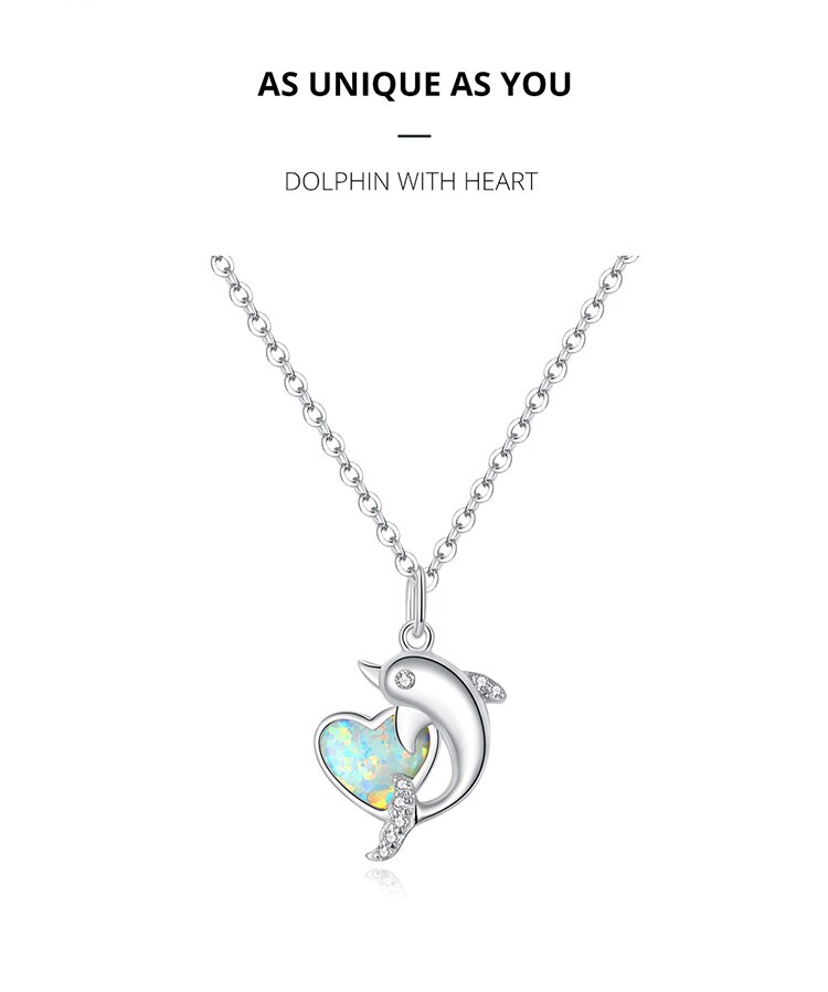Victoria's Vogue 925 Sterling Silver Dolphin with Heart Plated platinum CZ Pendant Necklace for Women Family Gifts Fine Jewelry SCN412 Victoria's Vogue 925 Sterling Silver Dolphin with Heart Plated platinum CZ Pendant Necklace for Women Family Gifts Fine Jewelry SCN412
