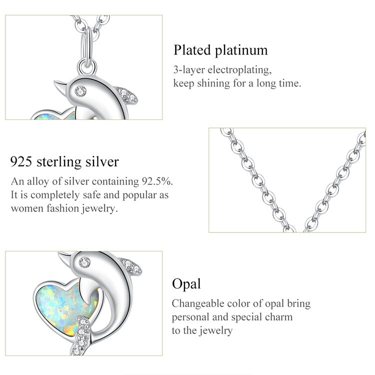 Victoria's Vogue 925 Sterling Silver Dolphin with Heart Plated platinum CZ Pendant Necklace for Women Family Gifts Fine Jewelry SCN412 Victoria's Vogue 925 Sterling Silver Dolphin with Heart Plated platinum CZ Pendant Necklace for Women Family Gifts Fine Jewelry SCN412