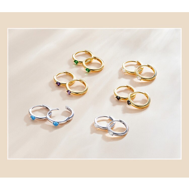 Victoria's Vogue Sunflower Silver Earrings for Women Gold Color 925 Sterling Silver 6mm Small Piercing Jewelry Diasy Flower SCE1057 Colorful Huggie Earrings for Women 6 Colors available 925 Sterling S