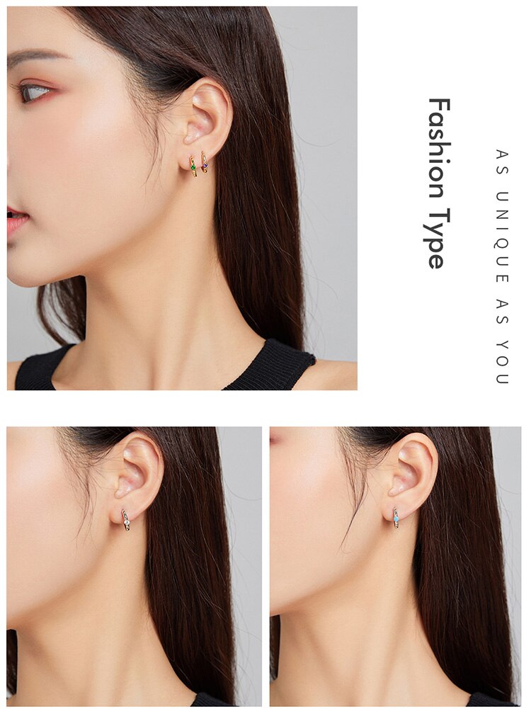 Victoria's Vogue Sunflower Silver Earrings for Women Gold Color 925 Sterling Silver 6mm Small Piercing Jewelry Diasy Flower SCE1057 Colorful Huggie Earrings for Women 6 Colors available 925 Sterling S