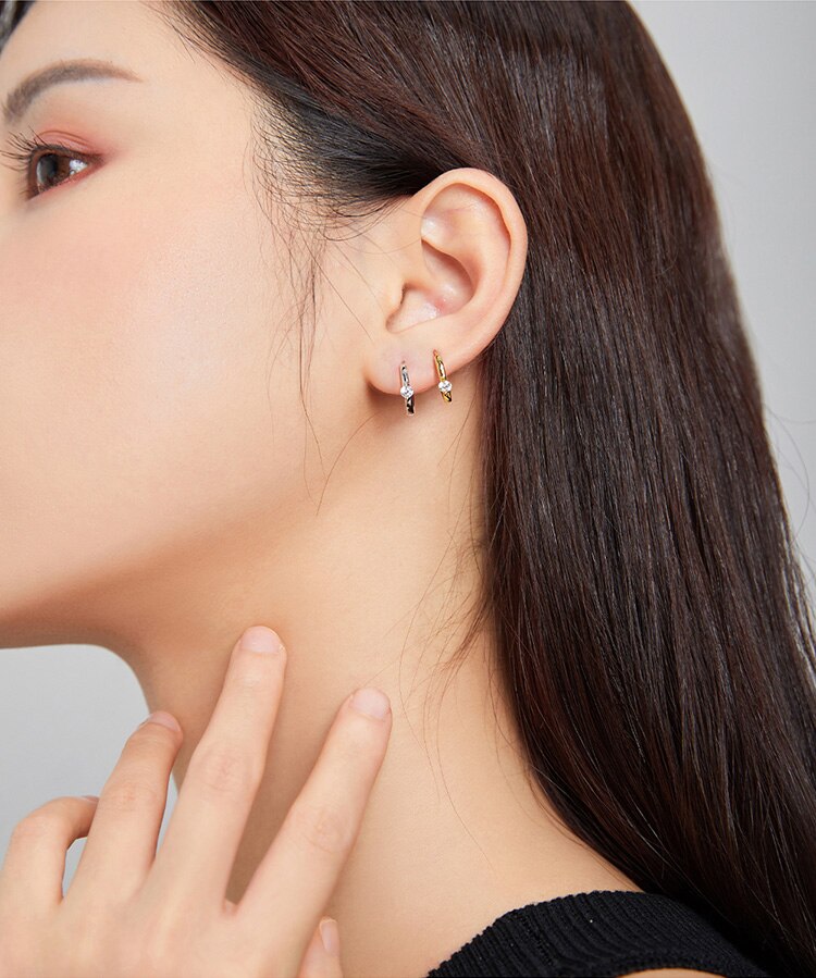 Victoria's Vogue Sunflower Silver Earrings for Women Gold Color 925 Sterling Silver 6mm Small Piercing Jewelry Diasy Flower SCE1057 Colorful Huggie Earrings for Women 6 Colors available 925 Sterling S