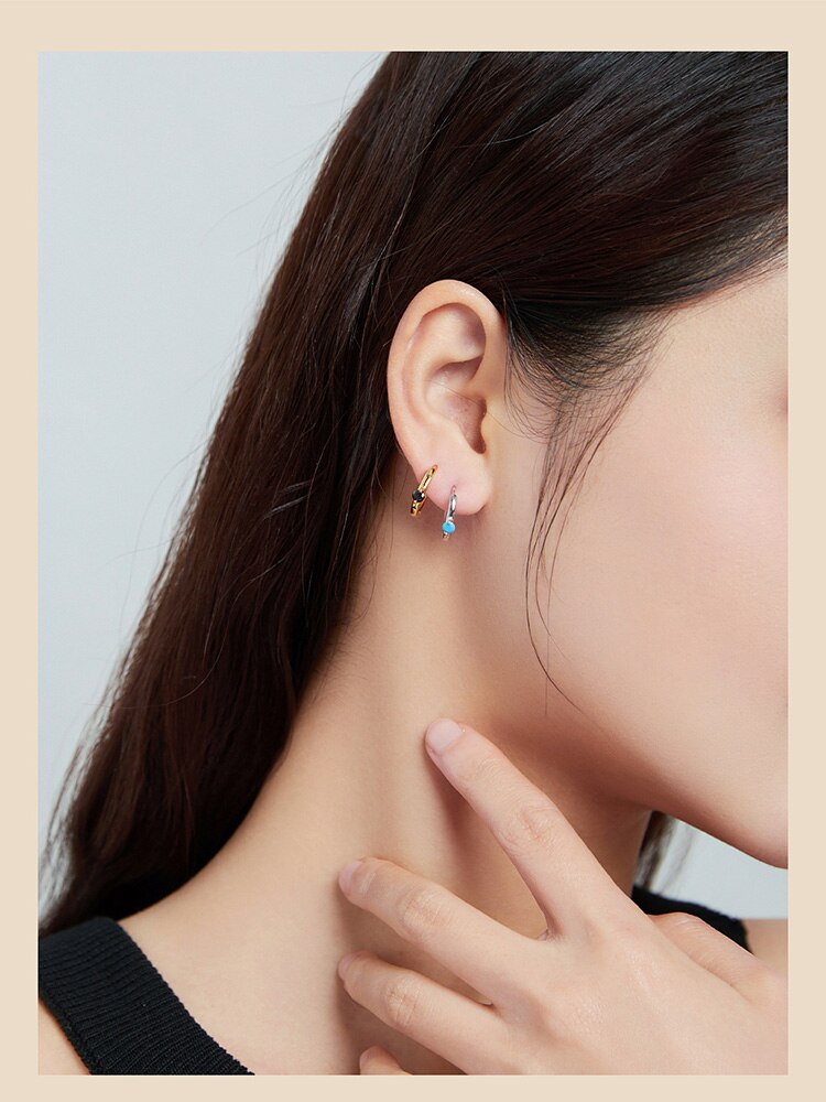 Victoria's Vogue Sunflower Silver Earrings for Women Gold Color 925 Sterling Silver 6mm Small Piercing Jewelry Diasy Flower SCE1057 Colorful Huggie Earrings for Women 6 Colors available 925 Sterling S