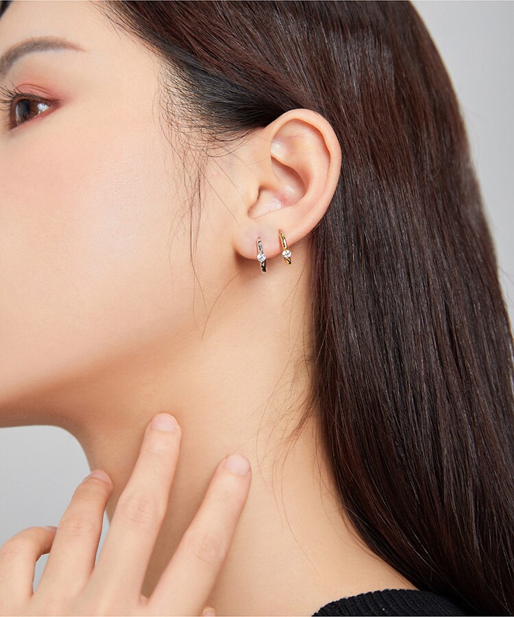 Victoria's Vogue Sunflower Silver Earrings for Women Gold Color 925 Sterling Silver 6mm Small Piercing Jewelry Diasy Flower SCE1057 Colorful Huggie Earrings for Women 6 Colors available 925 Sterling S