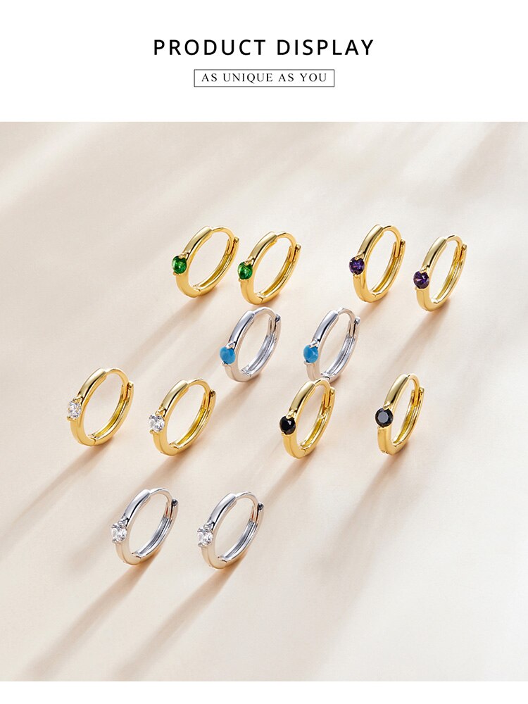 Victoria's Vogue Sunflower Silver Earrings for Women Gold Color 925 Sterling Silver 6mm Small Piercing Jewelry Diasy Flower SCE1057 Colorful Huggie Earrings for Women 6 Colors available 925 Sterling S