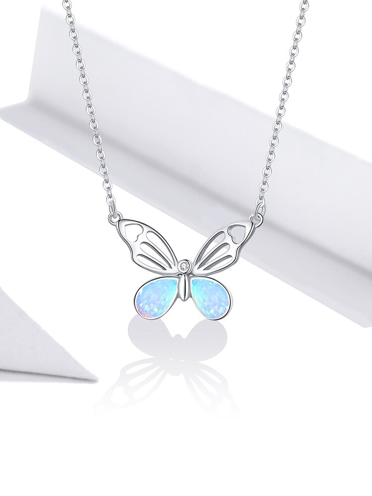 Victoria's Vogue Opal Authentic Butterfly Animal 925 Sterling Silver Necklace for Women Fashion Bijoux Statement Fine Jewelry Victoria's Vogue Opal Authentic Butterfly Animal 925 Sterling Silver Necklace for Women Fashion Bijoux Statement Fine Jewelry