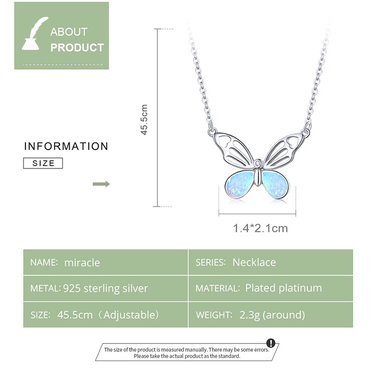 Victoria's Vogue Opal Authentic Butterfly Animal 925 Sterling Silver Necklace for Women Fashion Bijoux Statement Fine Jewelry Victoria's Vogue Opal Authentic Butterfly Animal 925 Sterling Silver Necklace for Women Fashion Bijoux Statement Fine Jewelry