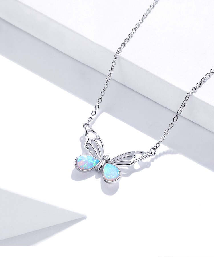Victoria's Vogue Opal Authentic Butterfly Animal 925 Sterling Silver Necklace for Women Fashion Bijoux Statement Fine Jewelry Victoria's Vogue Opal Authentic Butterfly Animal 925 Sterling Silver Necklace for Women Fashion Bijoux Statement Fine Jewelry