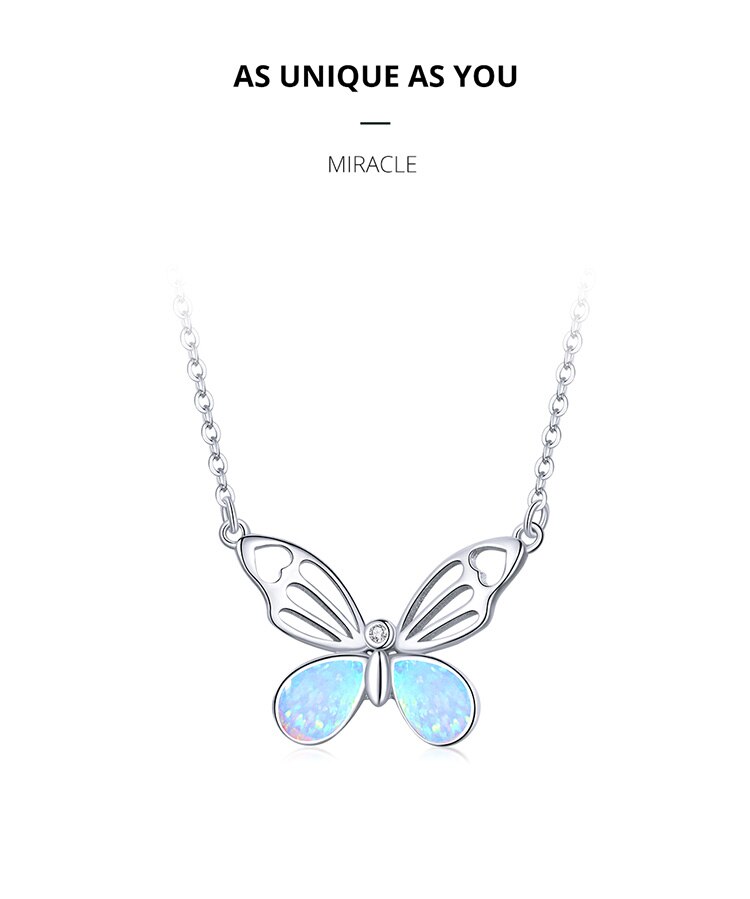 Victoria's Vogue Opal Authentic Butterfly Animal 925 Sterling Silver Necklace for Women Fashion Bijoux Statement Fine Jewelry Victoria's Vogue Opal Authentic Butterfly Animal 925 Sterling Silver Necklace for Women Fashion Bijoux Statement Fine Jewelry
