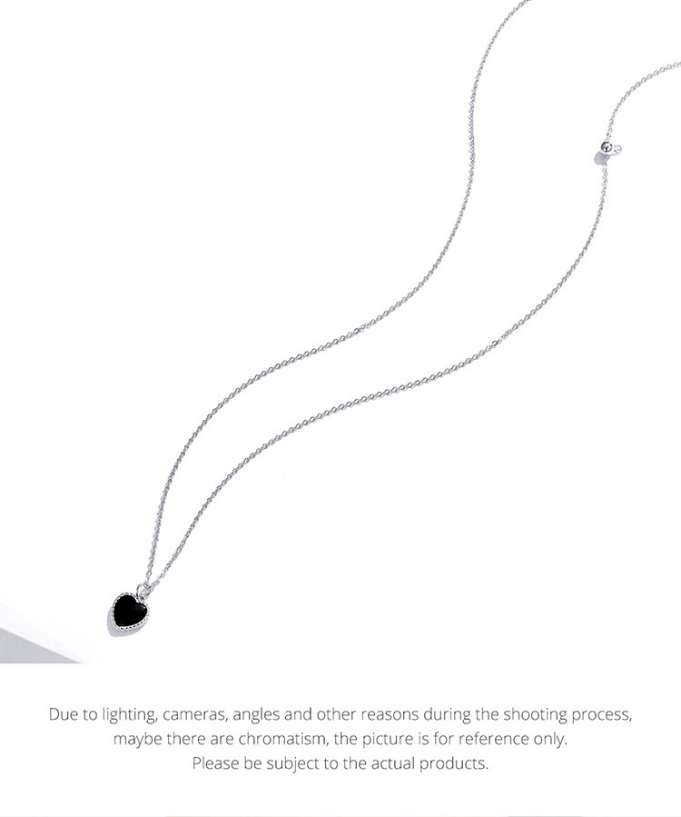 Real 925 Sterling Silver Black Heart Love Pendant Vintage Necklace Women Statement Collares Jewelry Gift Noble Real 925 Sterling Silver Black Heart Love Pendant Vintage Necklace Women Statement Collares Jewelry Gift Noble