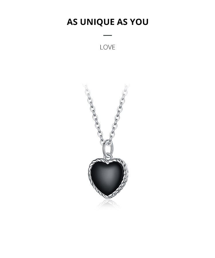 Real 925 Sterling Silver Black Heart Love Pendant Vintage Necklace Women Statement Collares Jewelry Gift Noble Real 925 Sterling Silver Black Heart Love Pendant Vintage Necklace Women Statement Collares Jewelry Gift Noble