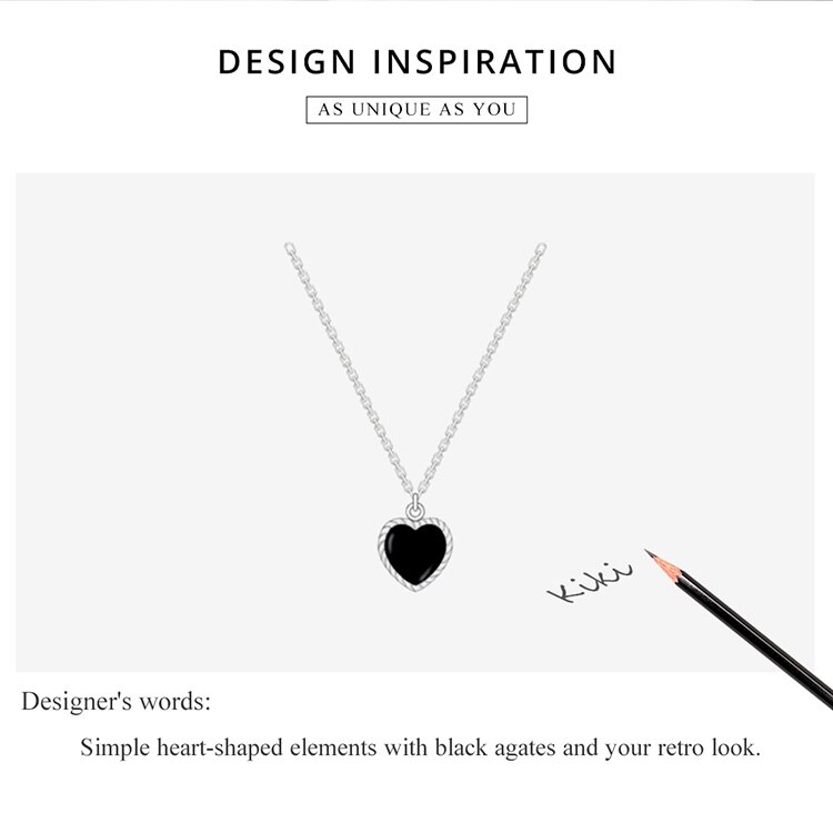Real 925 Sterling Silver Black Heart Love Pendant Vintage Necklace Women Statement Collares Jewelry Gift Noble Real 925 Sterling Silver Black Heart Love Pendant Vintage Necklace Women Statement Collares Jewelry Gift Noble