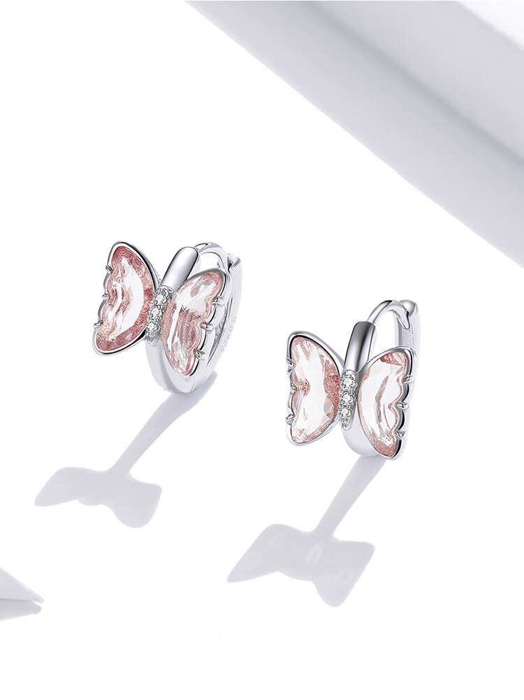 Victoria's Vogue Silver Butterfly  Ear Buckle 100% 925 Sterling Silver Colorful CZ Vivid Earrings Gift for Girl Fashion Jewelry