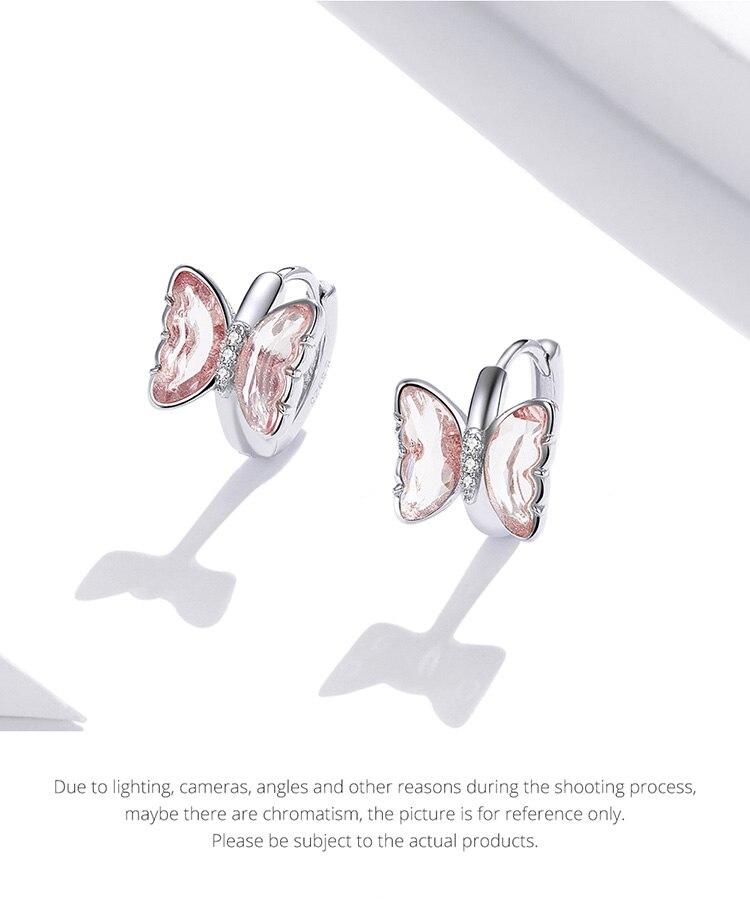 Victoria's Vogue Silver Butterfly  Ear Buckle 100% 925 Sterling Silver Colorful CZ Vivid Earrings Gift for Girl Fashion Jewelry