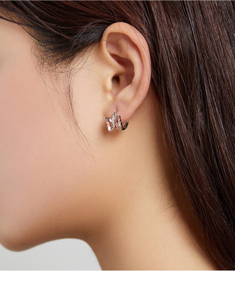 Victoria's Vogue Silver Butterfly  Ear Buckle 100% 925 Sterling Silver Colorful CZ Vivid Earrings Gift for Girl Fashion Jewelry
