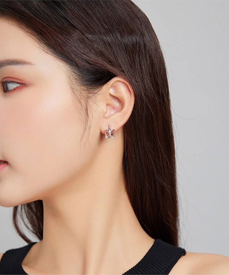 Victoria's Vogue Silver Butterfly  Ear Buckle 100% 925 Sterling Silver Colorful CZ Vivid Earrings Gift for Girl Fashion Jewelry